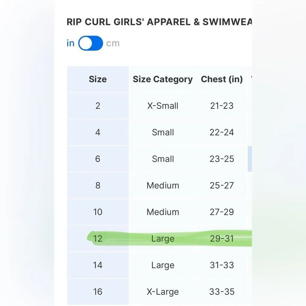 NWT Rip Curl Girl Blue Rashguard Sz 12 (Large)